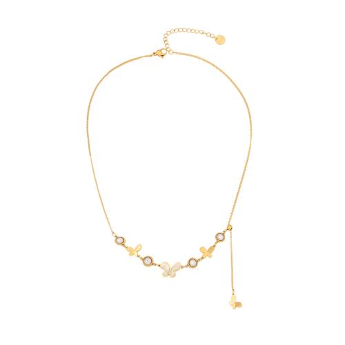 ステンレス鋼のジュエリーネックレス, 304ステンレススチール, とともに 貝 & プラスチック製パール, メッキ, ファッションジュエリー & 異なるスタイルを選択 & 女性用, 金色, 売り手 パソコン