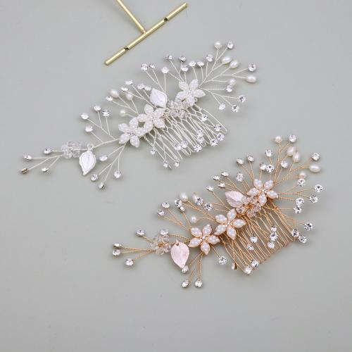 Dekoratives Haarkämmchen, Zinklegierung, mit Messingdraht & Kristall & Kunststoff Perlen, handgemacht, Modeschmuck & für Frau & mit Strass, keine, verkauft von PC