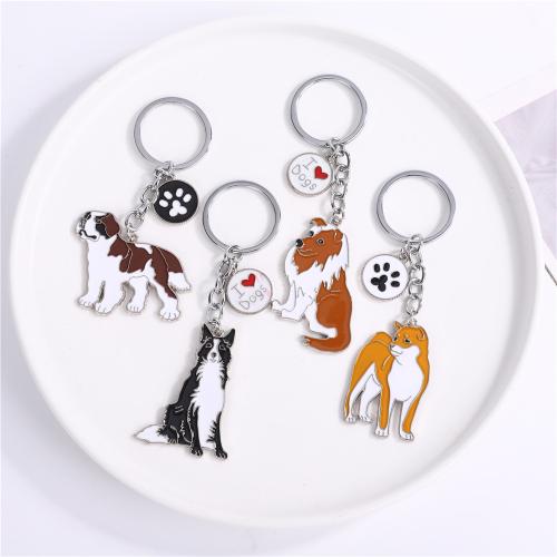 porte-clés en Alliage de Zinc  d'émail, chien, unisexe & styles différents pour le choix, key clasp length 70-90mm, Vendu par PC