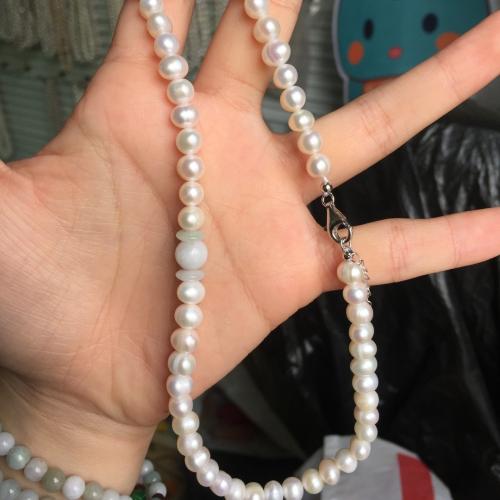 Collar de Perlas Natural de Freshwater, Perlas cultivadas de agua dulce, Esférico, para mujer, Blanco, About：6-7mm, longitud:40 cm, Vendido por UD[