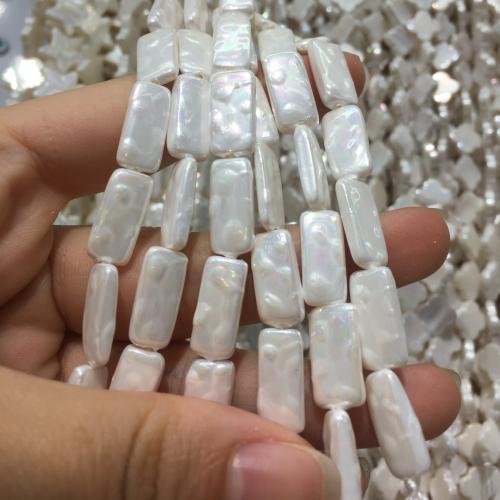 Природные стеклянные бусы, Ракушка, Прямоугольная форма, DIY, белый продается Strand