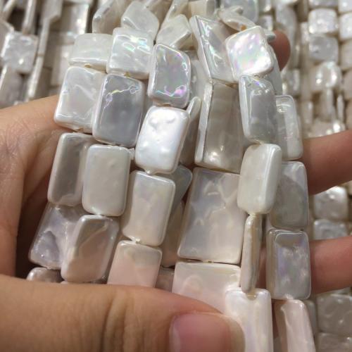 Природные стеклянные бусы, Ракушка, Прямоугольная форма, DIY, белый продается Strand