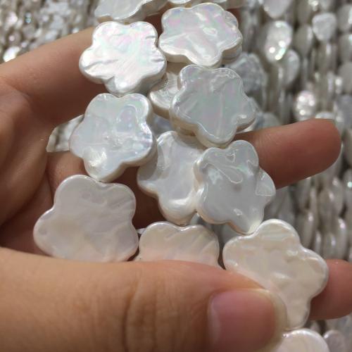 Природные стеклянные бусы, Ракушка, Форма цветка, DIY, белый, 20mm, продается Strand