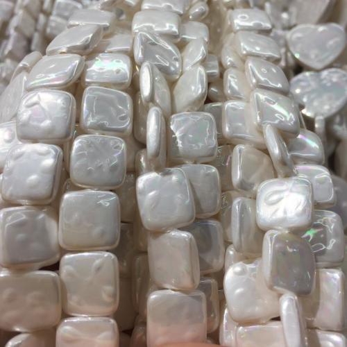 Природные стеклянные бусы, Ракушка, Площади, DIY, белый, 12mm, продается Strand