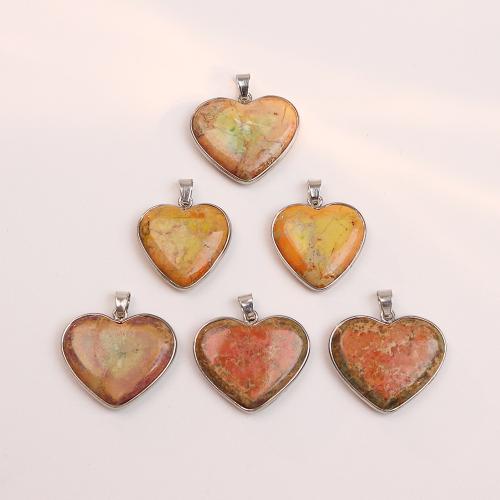 Pendentifs jaspe impérial, Jaspe d'impression, avec Acier inoxydable 304, coeur, DIY & normes différentes pour le choix, plus de couleurs à choisir, Vendu par PC