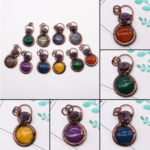 Pendentifs pierres gemmes mixtes , Pierre naturelle, avec alliage de zinc, DIY, plus de couleurs à choisir mm, Vendu par PC
