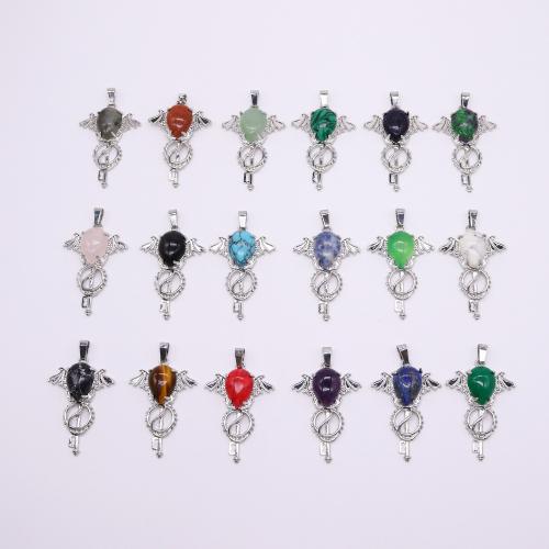 Pendentifs pierres gemmes mixtes , Pierre naturelle, avec alliage de zinc, DIY & différents matériaux pour le choix, plus de couleurs à choisir Vendu par PC