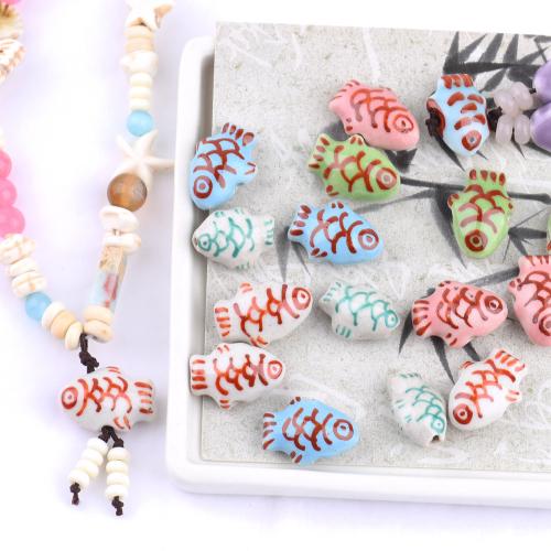 Hand Drawing Porcelain Beads, Fish, DIY 