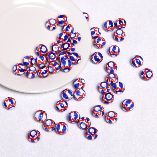 Hand Drawing Porcelain Beads, Round, DIY 12mm 