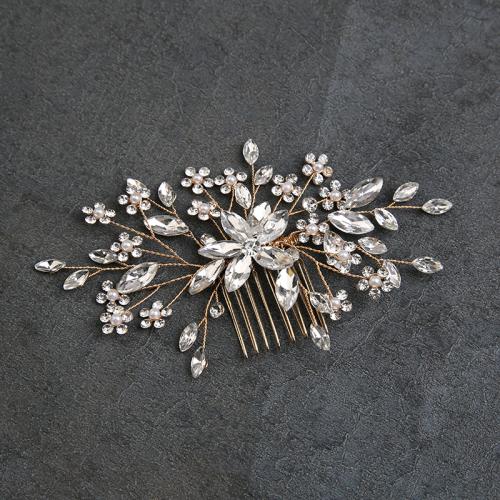 Dekoratives Haarkämmchen, Kunststoff Perlen, mit Messingdraht & Kristall, handgemacht, Modeschmuck & für Frau & mit Strass, keine, verkauft von PC