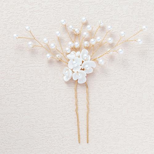 Bâton de cheveux, alliage de zinc, avec fil en laiton & argile de polymère & perle de plastique, fait à la main, bijoux de mode & pour femme, plus de couleurs à choisir Vendu par PC