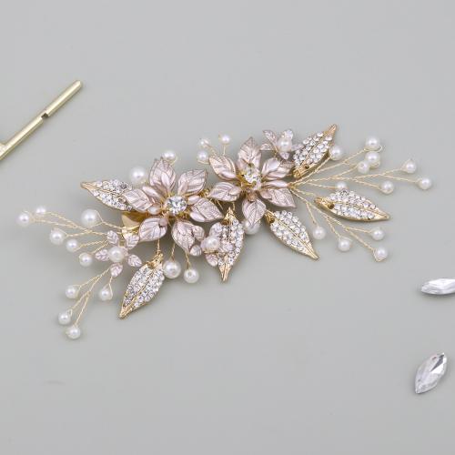 Pinces bec, alliage de zinc, avec fil en laiton & perle de plastique, fait à la main, bijoux de mode & pour femme & avec strass, couleur or rose, Vendu par PC