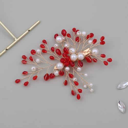 Pinces bec, alliage de zinc, avec fil en laiton & cristal & perle de plastique, fait à la main, bijoux de mode & pour femme, plus de couleurs à choisir, Vendu par PC