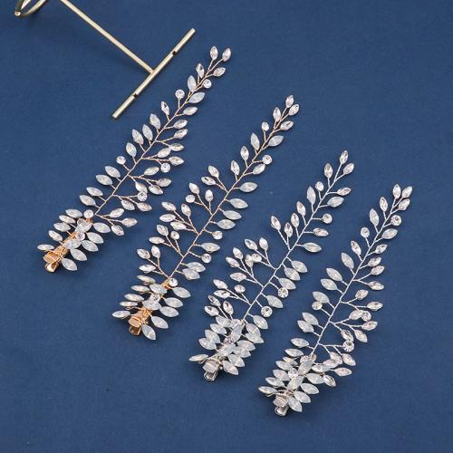 Pinces bec, alliage de zinc, avec fil en laiton & cristal, fait à la main, bijoux de mode & pour femme & avec strass, plus de couleurs à choisir, Vendu par PC