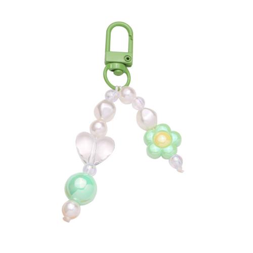 Porte-clés acrylique, avec perle de plastique, fleur, Mignon & unisexe, plus de couleurs à choisir, Vendu par PC
