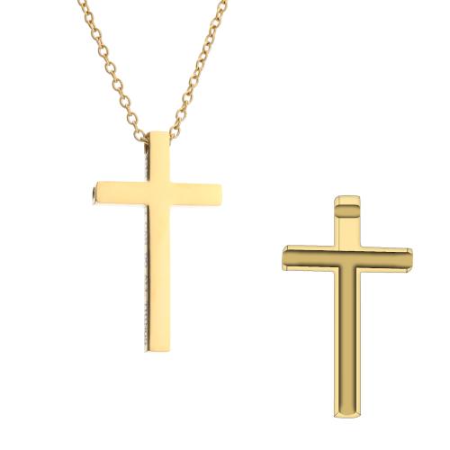 ステンレス鋼のジュエリーネックレス, 304ステンレススチール, とともに 5cm エクステンダチェーン, クロス, 真空イオンプレーティング, ファッションジュエリー & ユニセックス, 無色 長さ:約 55 センチ, 売り手 パソコン