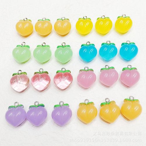 Imitation de fruits Pendentif Résine, avec fer, pêche, DIY, plus de couleurs à choisir Environ Vendu par sac
