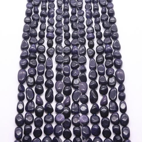 Abalorios de Arena Dorada Azul, Piedra arenisca azul, Irregular, Bricolaje, azul oscuro, about:10-12mm, longitud:aproximado 38 cm, Vendido por Sarta