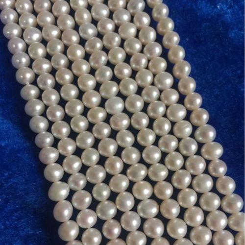 Naturel d'eau douce perles, perle d'eau douce cultivée, Légèrement rond, DIY, blanc, About：4-5mm cm, Vendu par brin