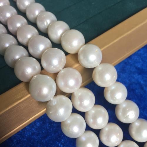 Perles de nacre rondes de culture d'eau douce, perle d'eau douce cultivée, DIY, blanc, About：13-15mm cm, Vendu par brin