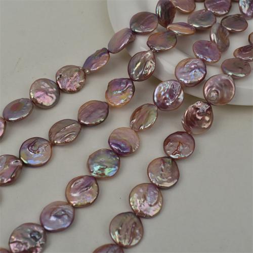 Pièce de culture des perles d'eau douce, perle d'eau douce cultivée, Légèrement rond, DIY, violet, About：15-16mm cm, Vendu par brin