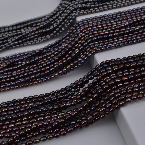 Perles d'eau douce de culture de riz, perle d'eau douce cultivée, teints & DIY, plus de couleurs à choisir, About：3-4mm cm, Vendu par brin[