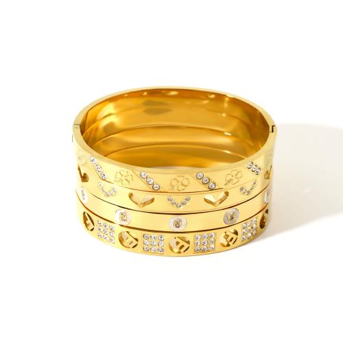 Bracelet en acier inoxydable, Acier inoxydable 304, Placage de couleur d'or, bijoux de mode & modèles différents pour le choix & avec strass, doré, Vendu par PC