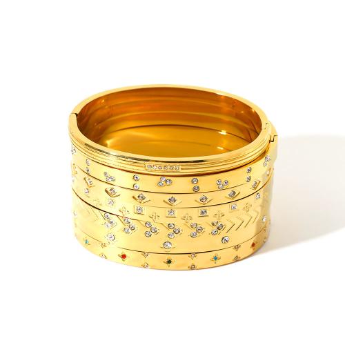 Bracelet en acier inoxydable, Acier inoxydable 304, Placage de couleur d'or, bijoux de mode & modèles différents pour le choix & avec strass, doré, Vendu par PC