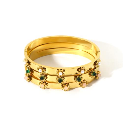 Bracelet en acier inoxydable, Acier inoxydable 304, avec pierre gemme, Placage de couleur d'or, bijoux de mode & modèles différents pour le choix, doré, Vendu par PC