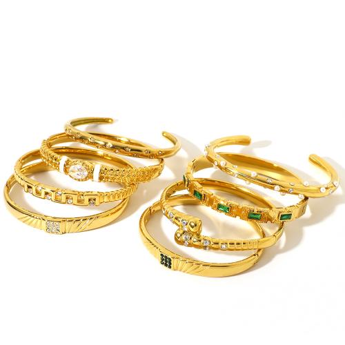Bracelet en acier inoxydable, Acier inoxydable 304, Placage de couleur d'or, bijoux de mode & modèles différents pour le choix & avec strass, doré, Vendu par PC
