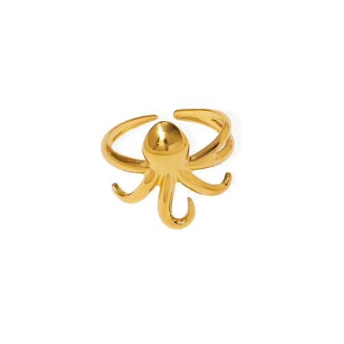 Anillos de Acero Inoxidable, acero inoxidable 304, chapado en color dorado, Joyería, dorado, Vendido por UD