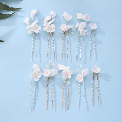 Bâton de cheveux, alliage de zinc, avec Seedbead & fil en laiton & argile de polymère, fait à la main, 5 pièces & bijoux de mode & pour femme, plus de couleurs à choisir, Vendu par fixé