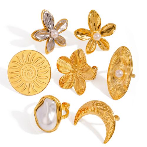 Bague en acier inoxydable, Acier inoxydable 304, avec perle de plastique, Placage, bijoux de mode & styles différents pour le choix & pour femme, Vendu par PC