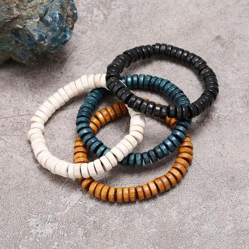 Bracelets en bois, avec fil élastique, fait à la main, bijoux de mode & unisexe, plus de couleurs à choisir Environ 17-18 cm, Vendu par PC