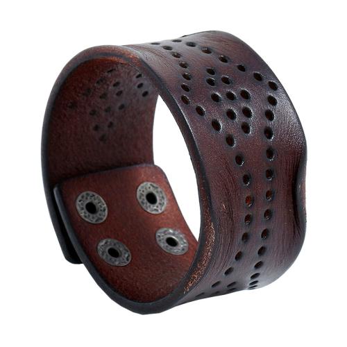 Cowhide Bracelets, with Iron, fashion jewelry & for man, brown [