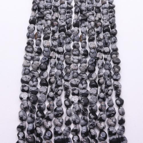 Perle en Obsidienne flocon de neige, obsidien flocon de neige, pepite, DIY, blanc et noir mm Environ 38 cm, Vendu par brin