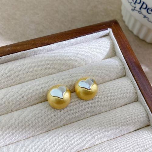 真鍮のスタッドのイヤリング, 銅, メッキ, ファッションジュエリー & 女性用, 金色, 14mm, 売り手 ペア