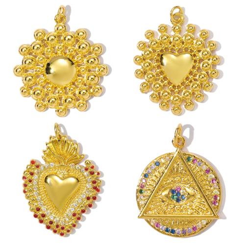 Cubic Zirconia Micro Pave Brass Pendant, gold color plated & DIY & micro pave cubic zirconia 