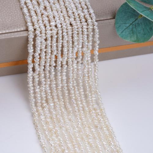 Naturel d'eau douce perles, perle d'eau douce cultivée, Pain, DIY, blanc, about：2.5-3mm, Vendu par brin