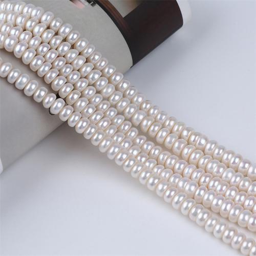 Naturel d'eau douce perles, perle d'eau douce cultivée, Pain, DIY, blanc, About：8-9mm, Vendu par brin
