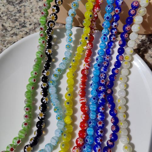 Perles Millefiori tranche verre, chalumeau, Rond, pour femme, plus de couleurs à choisir, 8mm Vendu par brin