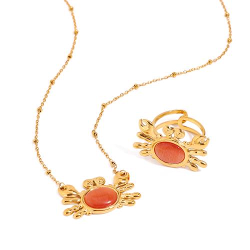 Conjuntos de joyería de acero inoxidable, acero inoxidable 304, con Ojo de gato, chapado en color dorado, diferentes estilos para la opción, dorado, Vendido por UD