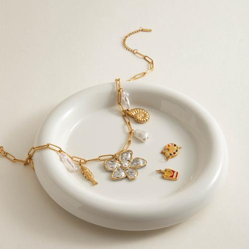 ステンレス鋼のジュエリーネックレス, 304ステンレススチール, とともに プラスチック製パール, ゴールドメッキ, ファッションジュエリー, 金色, 売り手 パソコン