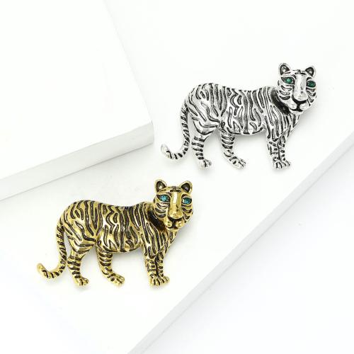 Strass Zink Legierung Brosche, Zinklegierung, Tiger, plattiert, Modeschmuck & Emaille & mit Strass, keine, verkauft von PC