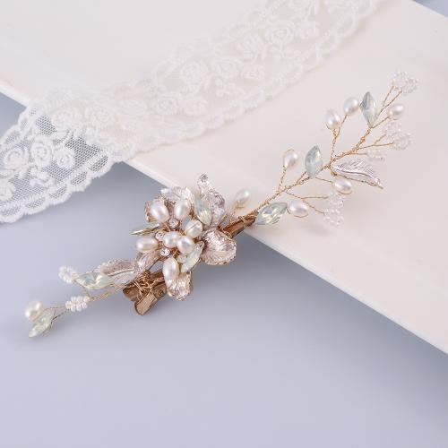 Pinces bec, alliage de zinc, avec Seedbead & fil en laiton & cristal & perle de plastique, fait à la main, bijoux de mode & pour femme & avec strass, doré, Vendu par PC