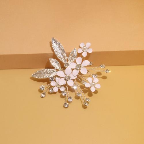 Accessoire de cheveux résultats bricolage, alliage de zinc, avec fil en laiton & cristal & perle de plastique & fer, fait à la main, bijoux de mode & pour femme & avec strass, argent Vendu par PC