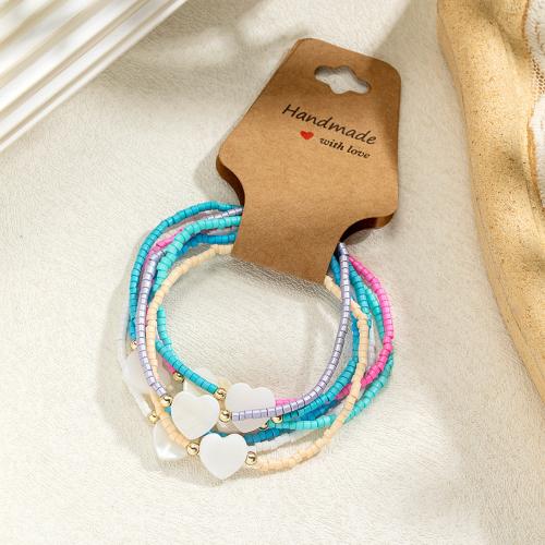 Glas Samen Armbänder, Seedbead, mit Muschel, Modeschmuck, 7PCs/setzen, verkauft von setzen