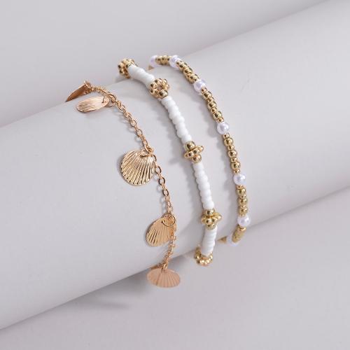 Fashion Zinc Alloy Bracelets, with Seedbead & Plastic Pearl, fashion jewelry, mixed colors 