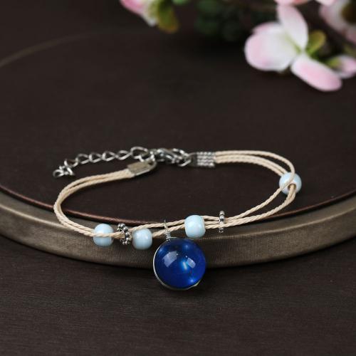 Bracelets en porcelaine, avec cordon de polyester & alliage de zinc, fait à la main, unisexe & styles différents pour le choix Environ 6-10 pouce, Vendu par PC