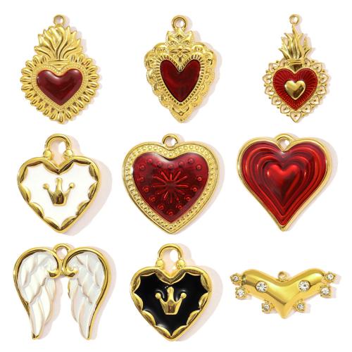 Enamel Stainless Steel Pendant, 304 Stainless Steel, Vacuum Ion Plating & DIY & with rhinestone 